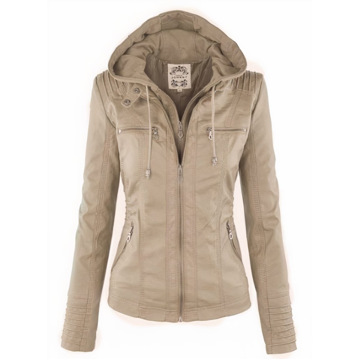 Willow | Faux Leather Jacket – Removable Hood for Women