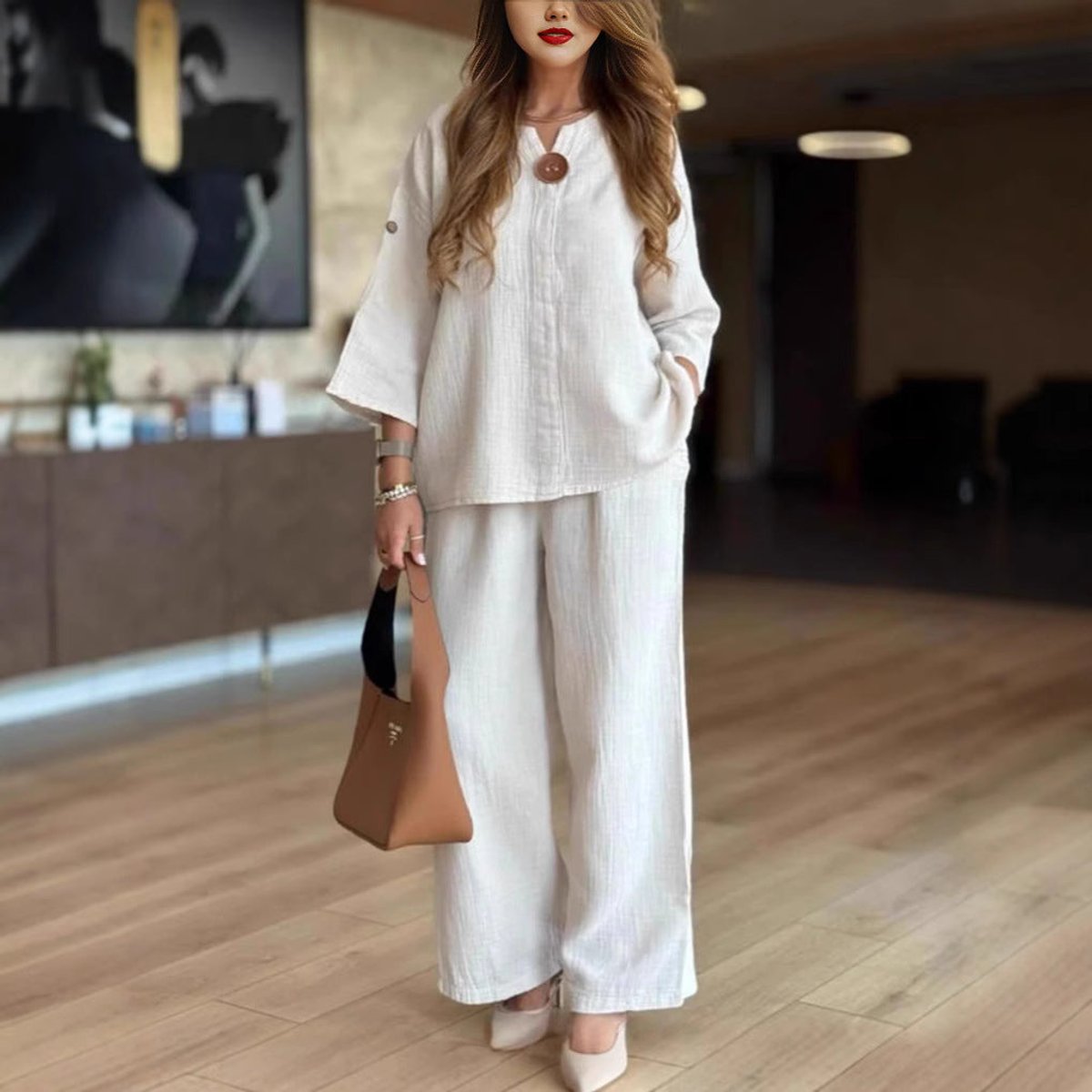 Laura | Damen Tunika und Wide Leg Hosen Set