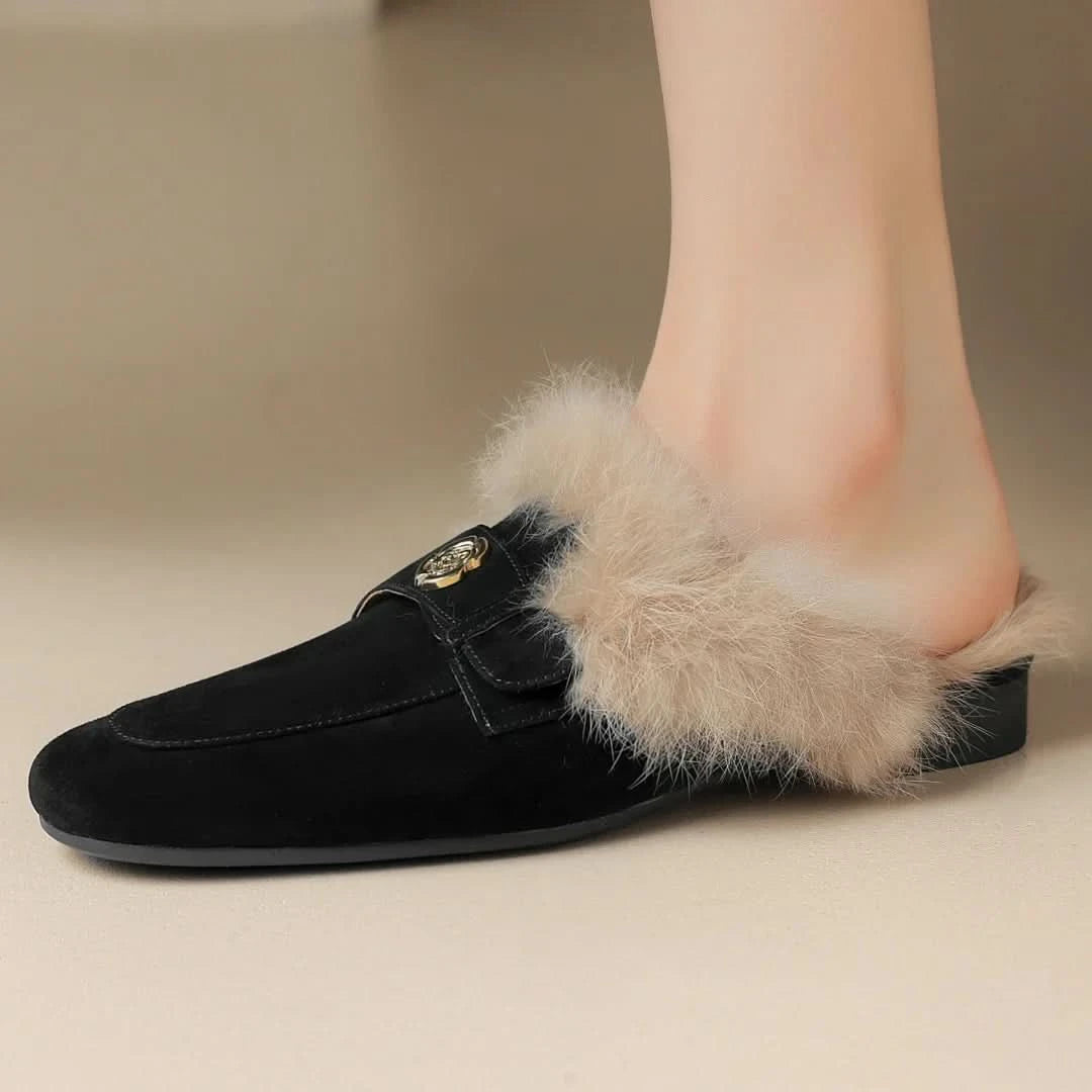 Velora | Shearling Mules – Luxuriöse Struktur für Damen