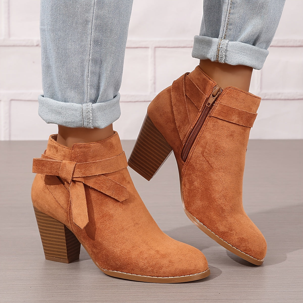 Valerie | Feminine Stiefeletten mit Blockabsatz und Schleifendetail