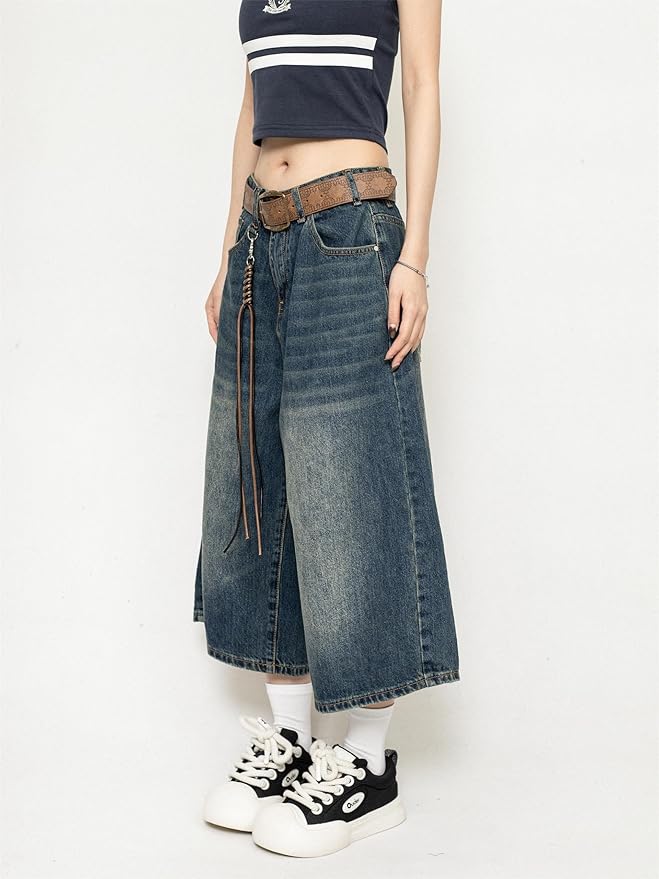 Maya | Trendige und lässige Weite Hose Denim Culotte