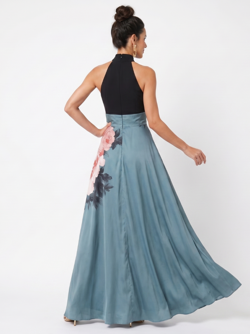 Olympas | Maxi Dress – Floral Halter Bodice Style