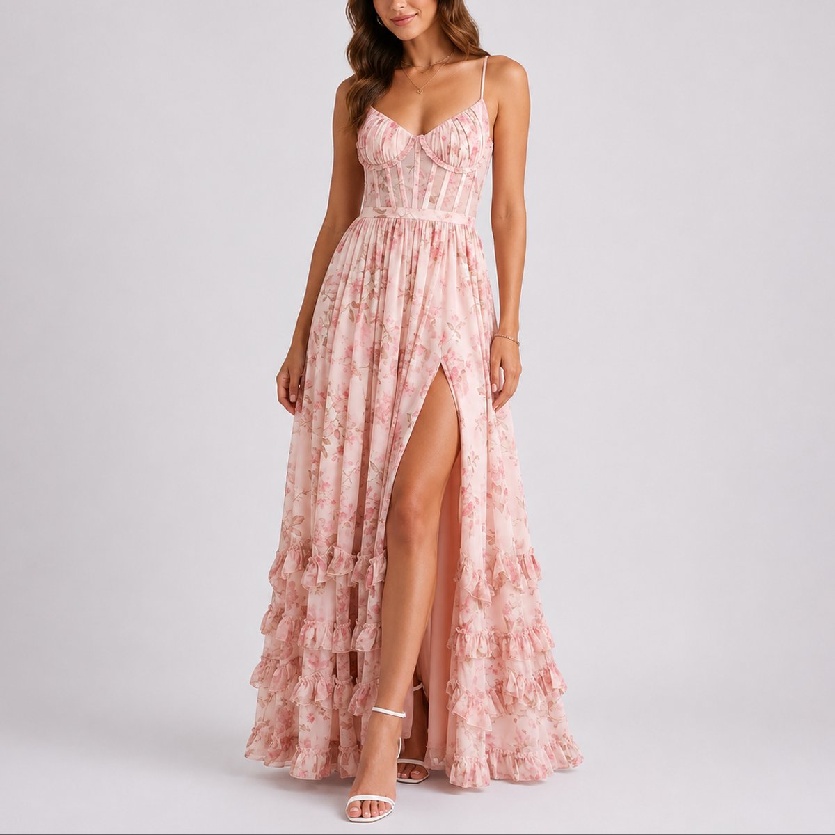 Sandra | Elegantes und Stilvoll florales Herbsthochzeits Maxikleid