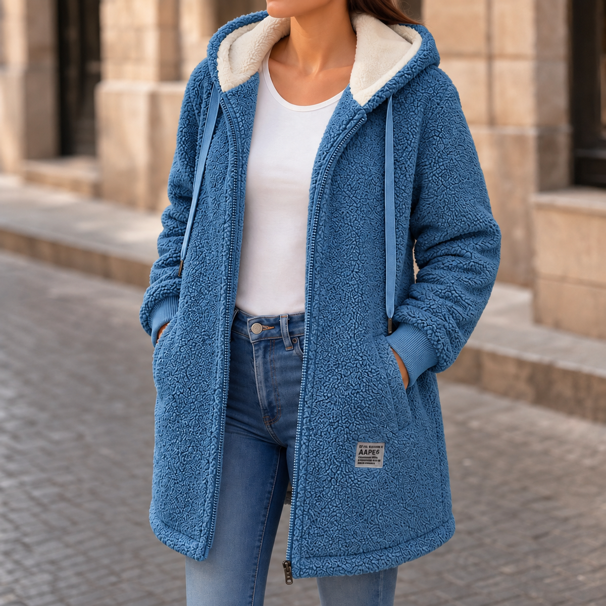 Veloura | Hooded Faux-Shearling Jacket – Bequeme warme Jacke für Damen
