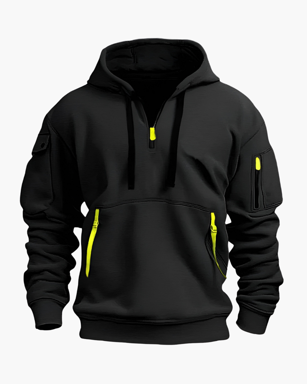 Lockerer Hoodie mit Reißverschluss und Kontrastdetails