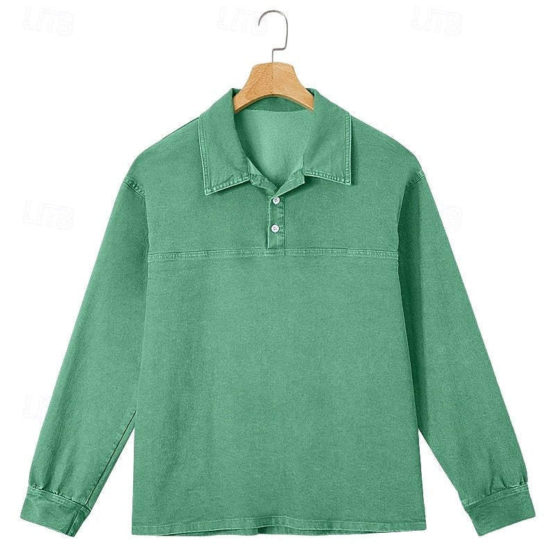 Gabriel | Washed Long Sleeve Polo Shirt für Männer