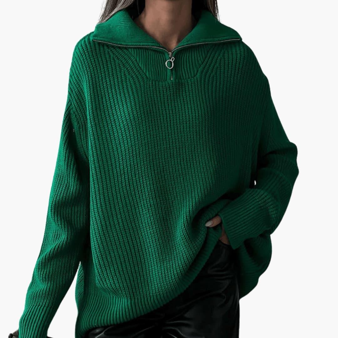 Knitwear | Knit Jumper – Cozy Ribbed Half-Zip Style for Women