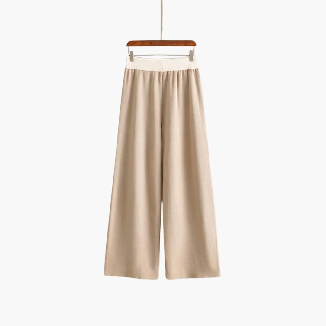 Viora | Sweater Set – V-Neck Design with Wide-Leg Trousers for Women