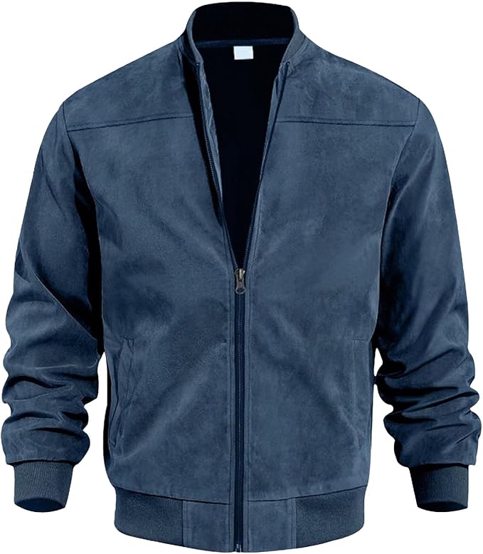 Gerippter Blouson mit Reißverschluss und Stehkragen