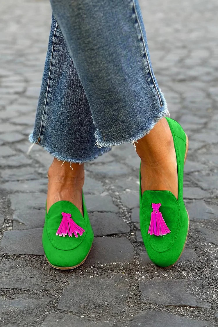 Sophie | Moderne Damen-Loafer mit spitzer Form und dekorativen Fransen