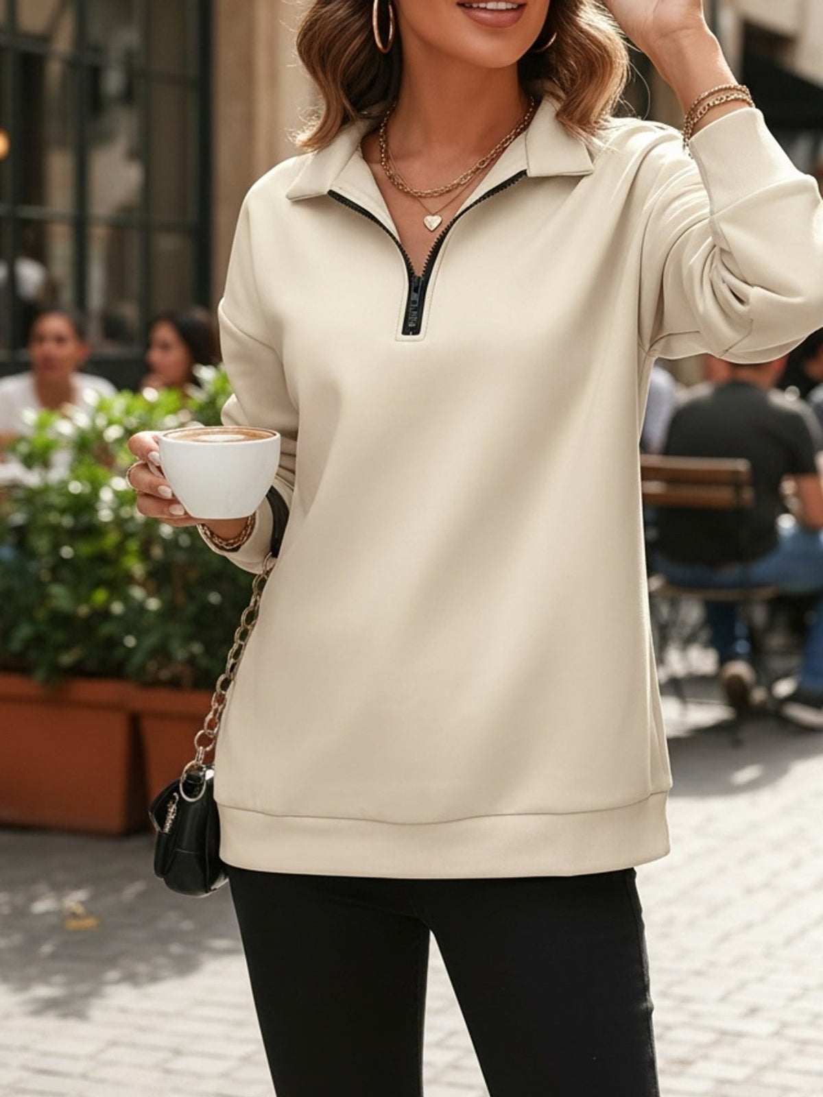 Gwyneth | Half-Zip Sweatshirt – Relaxed Style for Women