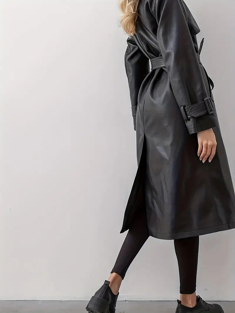 Emma | Schicker und luxuriöser Kunstleder Trenchcoat