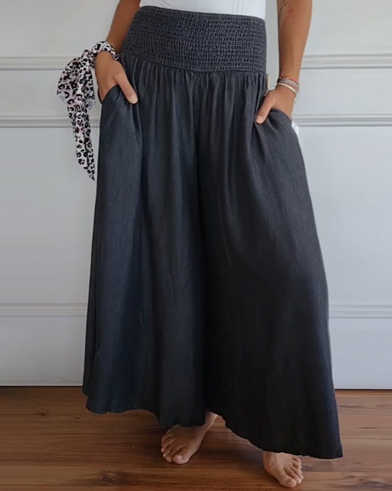 Helena | Klassische und bequeme Baumwoll Weitbein Hose