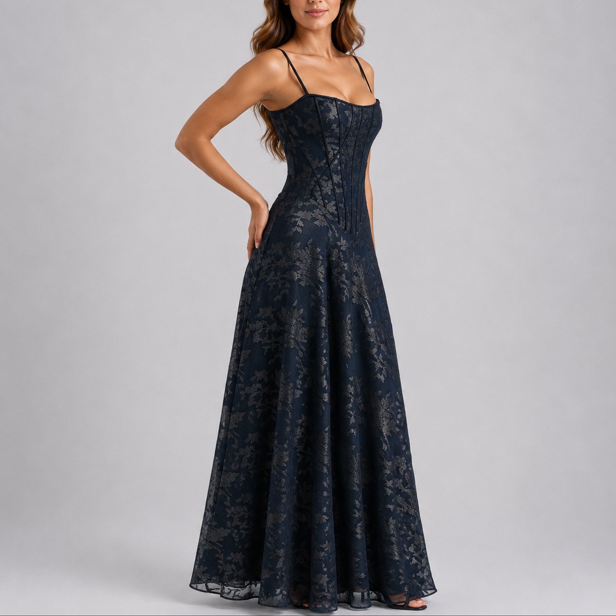 Sophia | Florales Und Elegantes Korsett-Maxi Hochzeitskleid