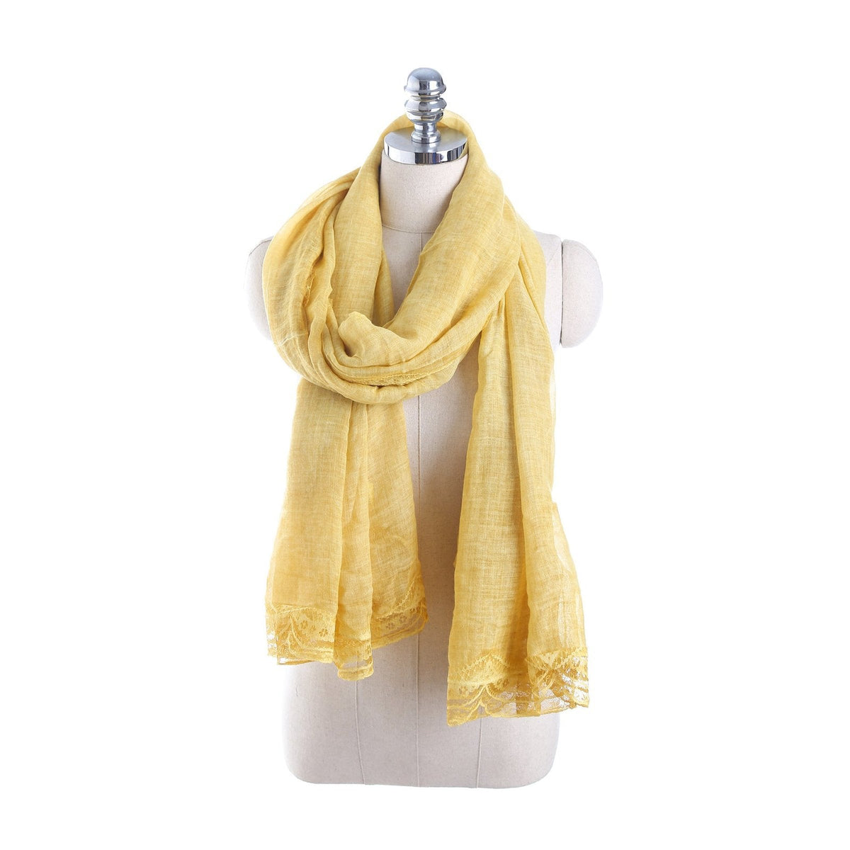 Drune | Linen Scarf with Lace Trim – Elegant Oversized Wrap