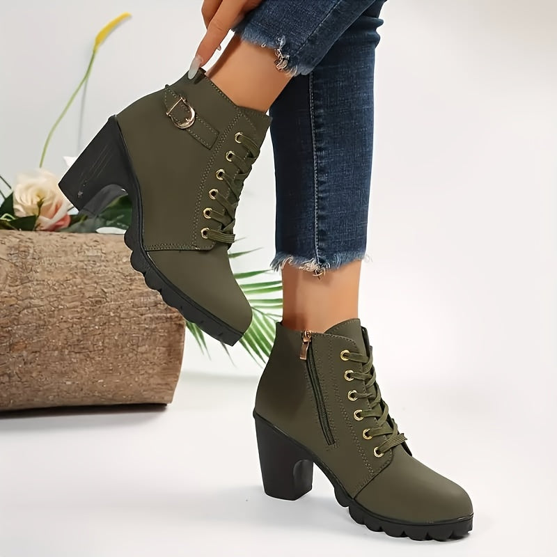Leonora | Stilvolle Schnür-Stiefeletten mit Blockabsatz