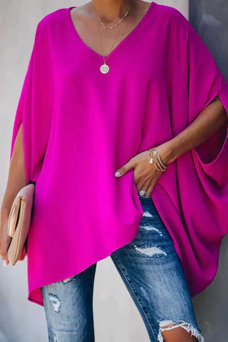Greta | Bequemes oversized Tunika Oberteil mit V-Ausschnitt