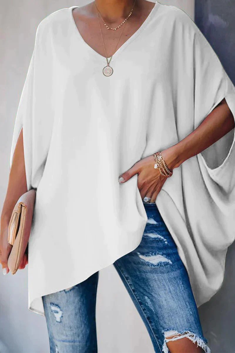 Greta | Bequemes oversized Tunika Oberteil mit V-Ausschnitt