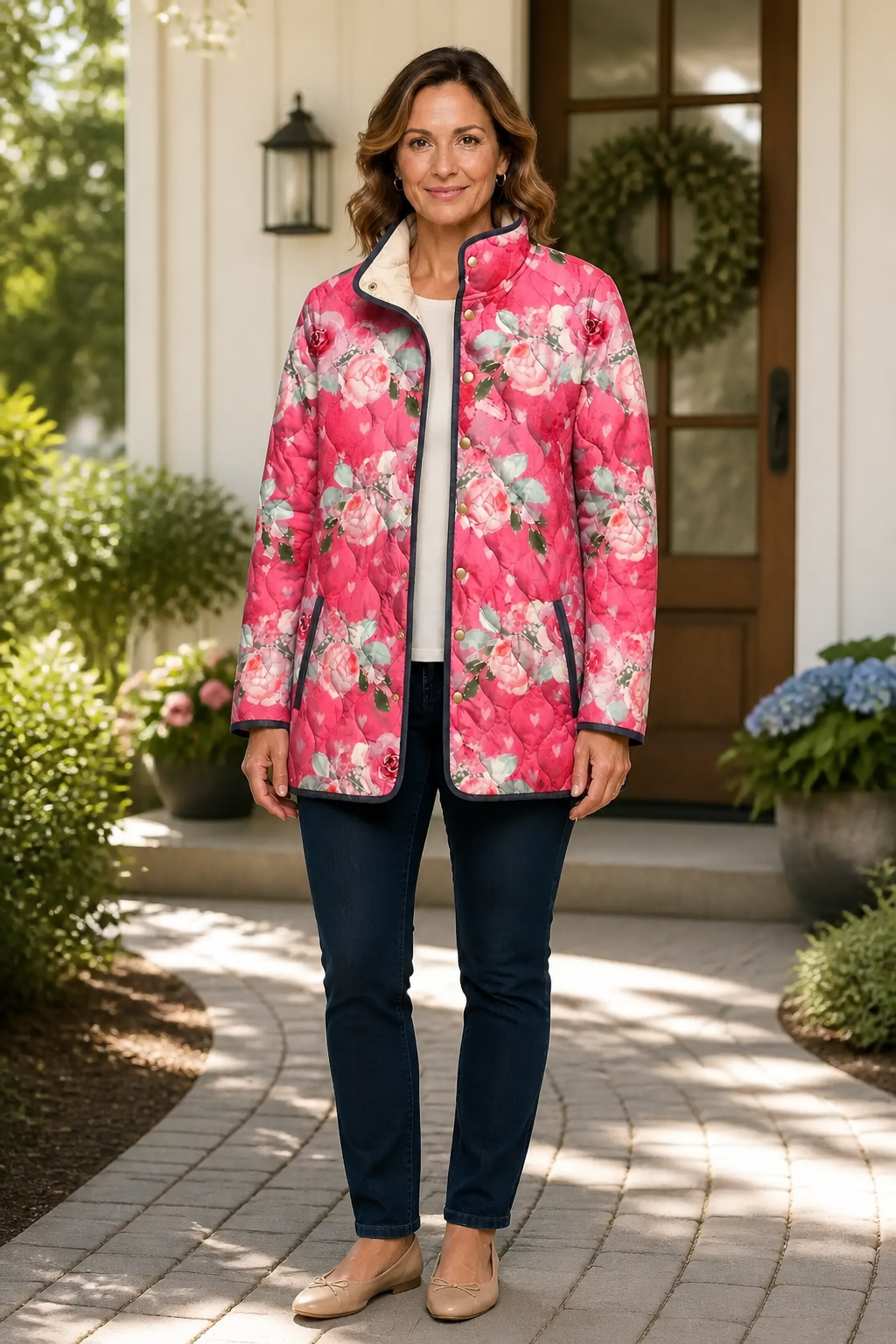 Wearbella | Floral Print Quilted Puffer Jacket – Elegant Comfort