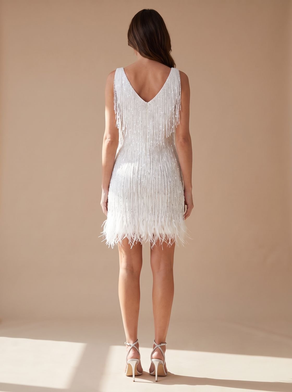 Layla | Mini Kleid mit Pailletten und Fransen – V-Ausschnitt für Frauen