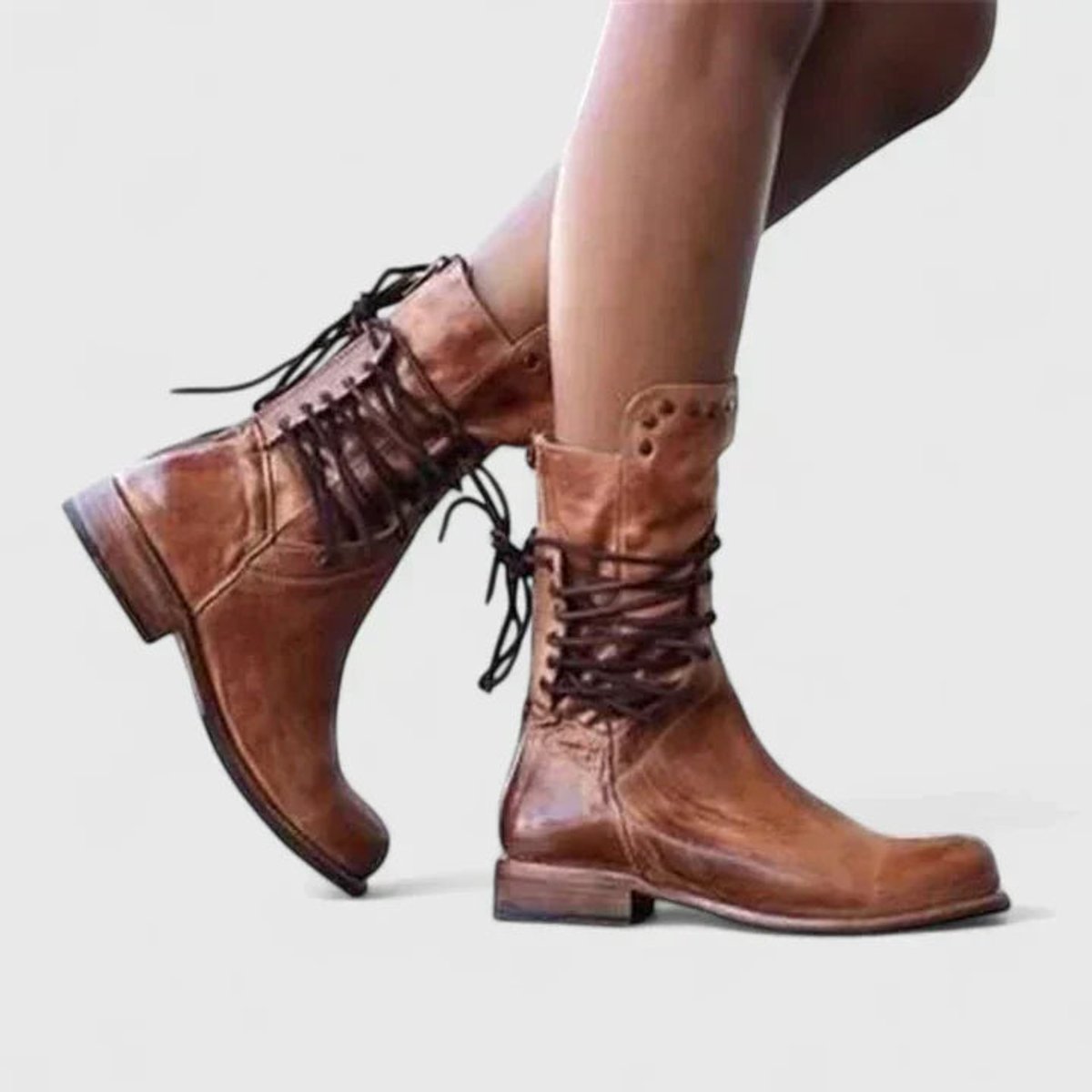 Karolin | Stilvolle und vintage kniehohe Schnürstiefel