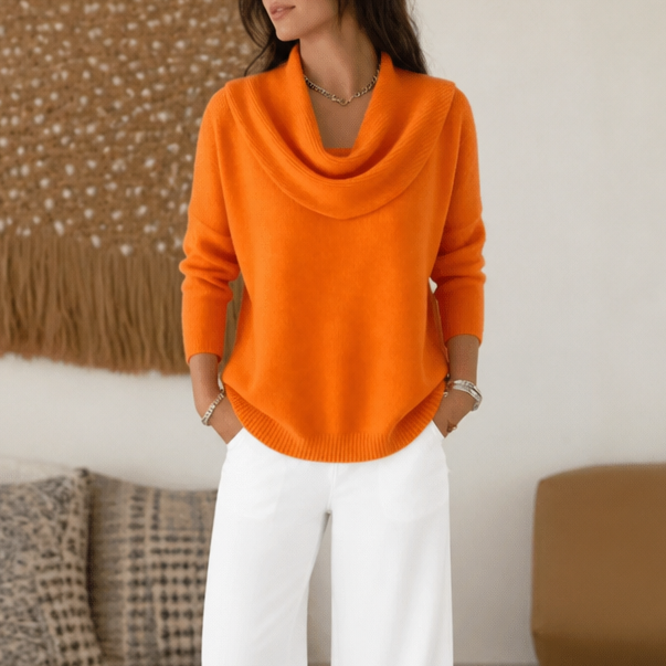 Draveline | Cowl Neck Drape Knit Sweater – Comfortabele Rimpelstijl voor Vrouwen
