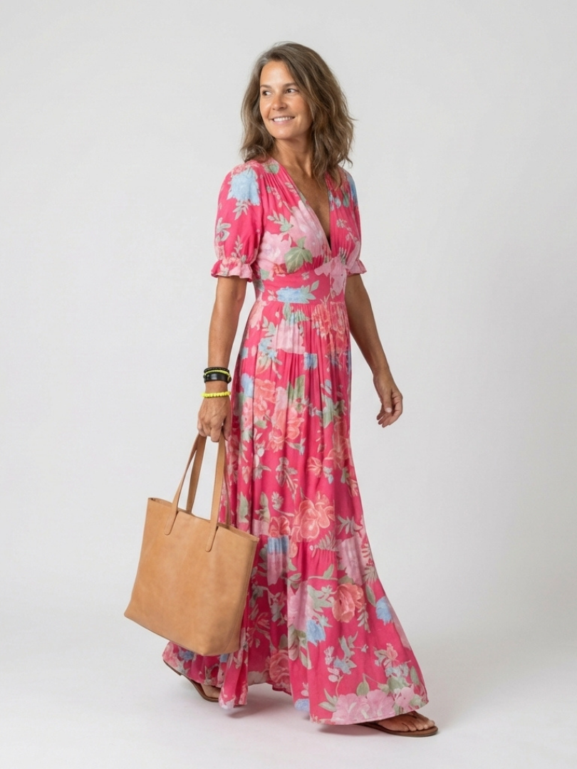 Adele | Florales Plissé-Maxikleid für Damen – Elegant & Fließend für den Sommer 6