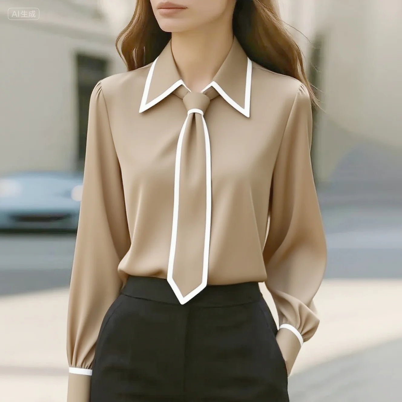 Adeline | Elegante und zeitlose Bluse mit Kontrastbesatz 1