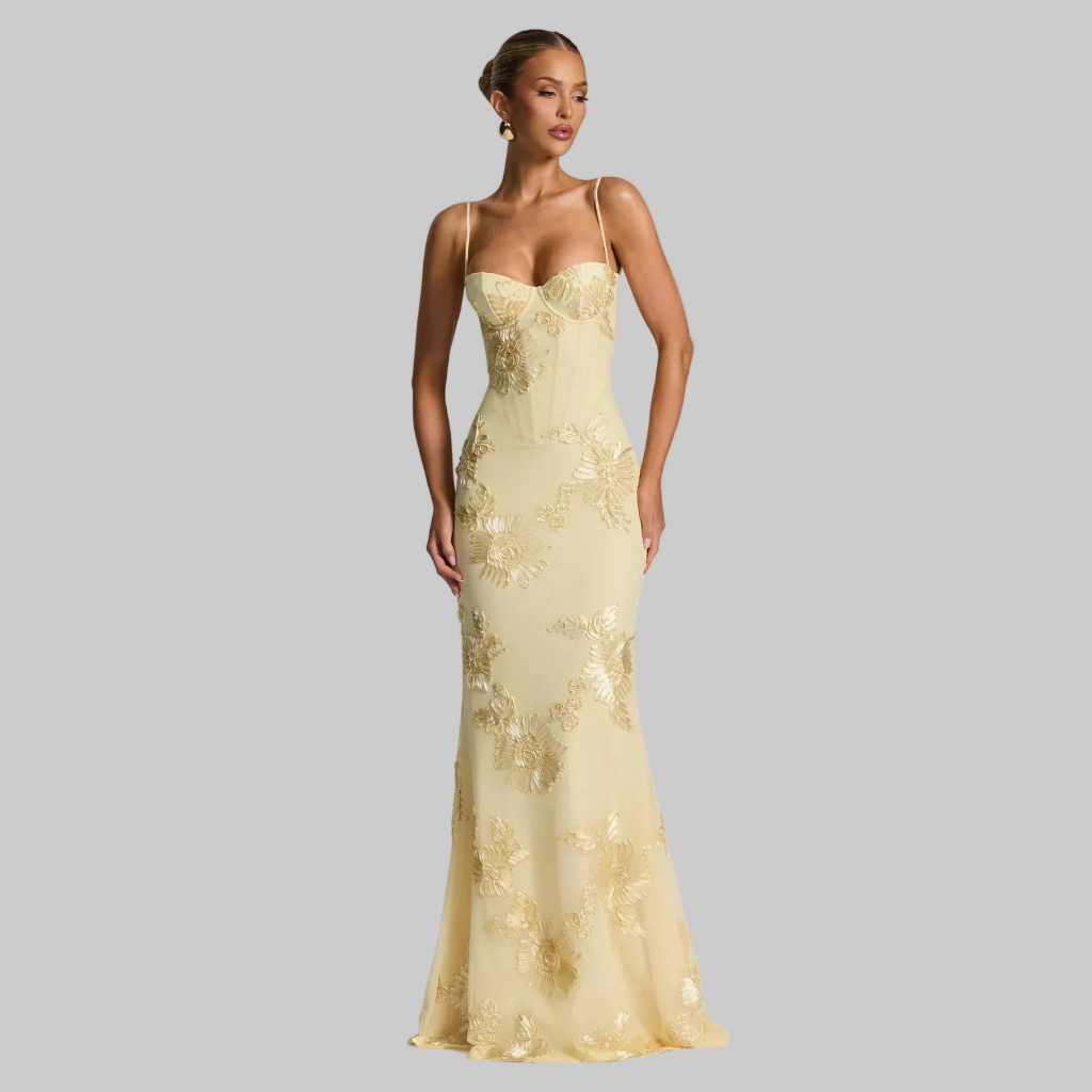 Aelara | Maxikleid Blumenverzierung Elegante Meerjungfrau Stil 1