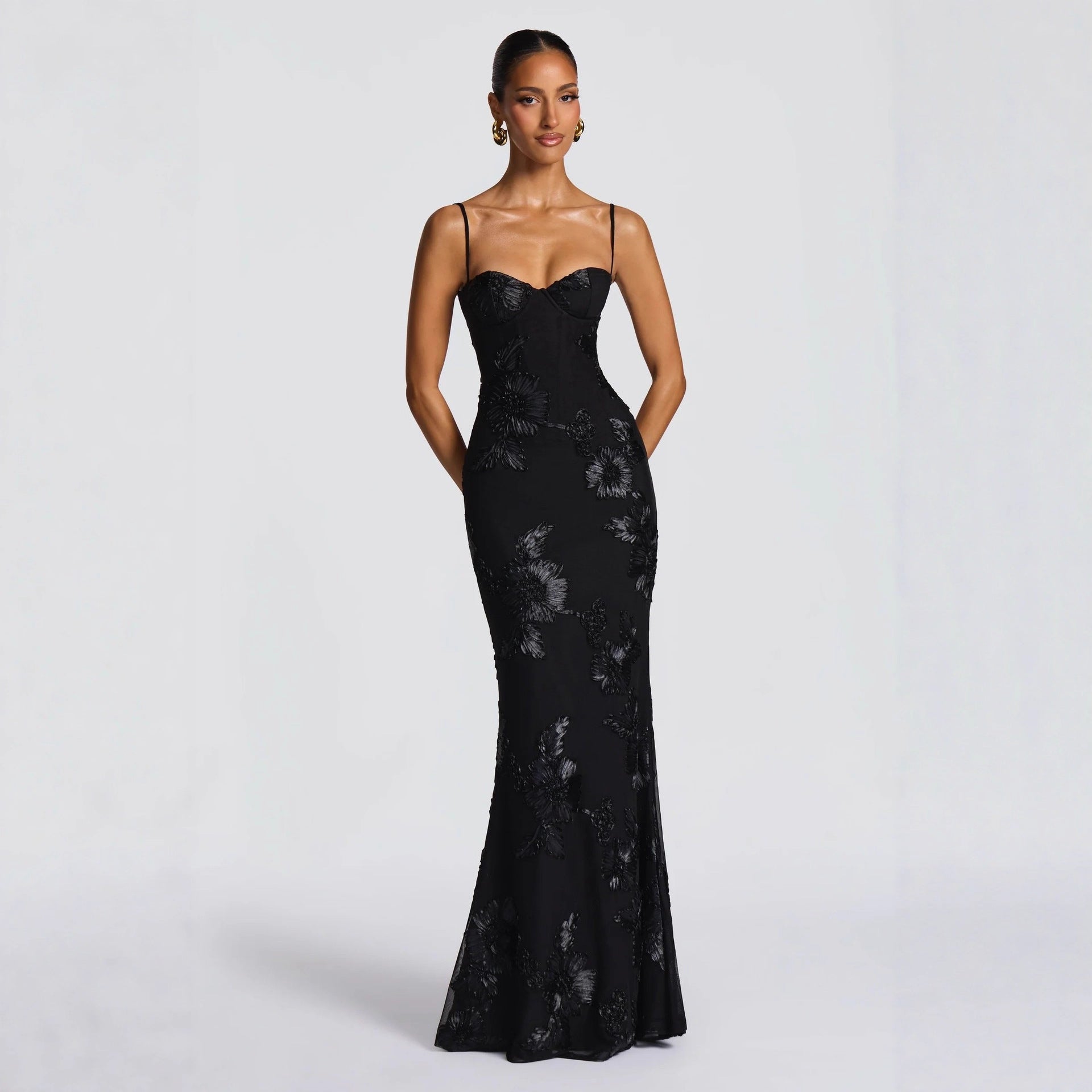 Aelara | Maxikleid Blumenverzierung Elegante Meerjungfrau Stil 4