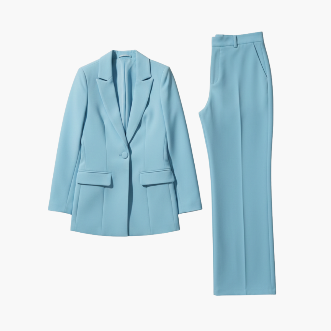 Allegra | Elegantes, Strukturierte Damen Blazer-Anzug-Set in Hellblau 1
