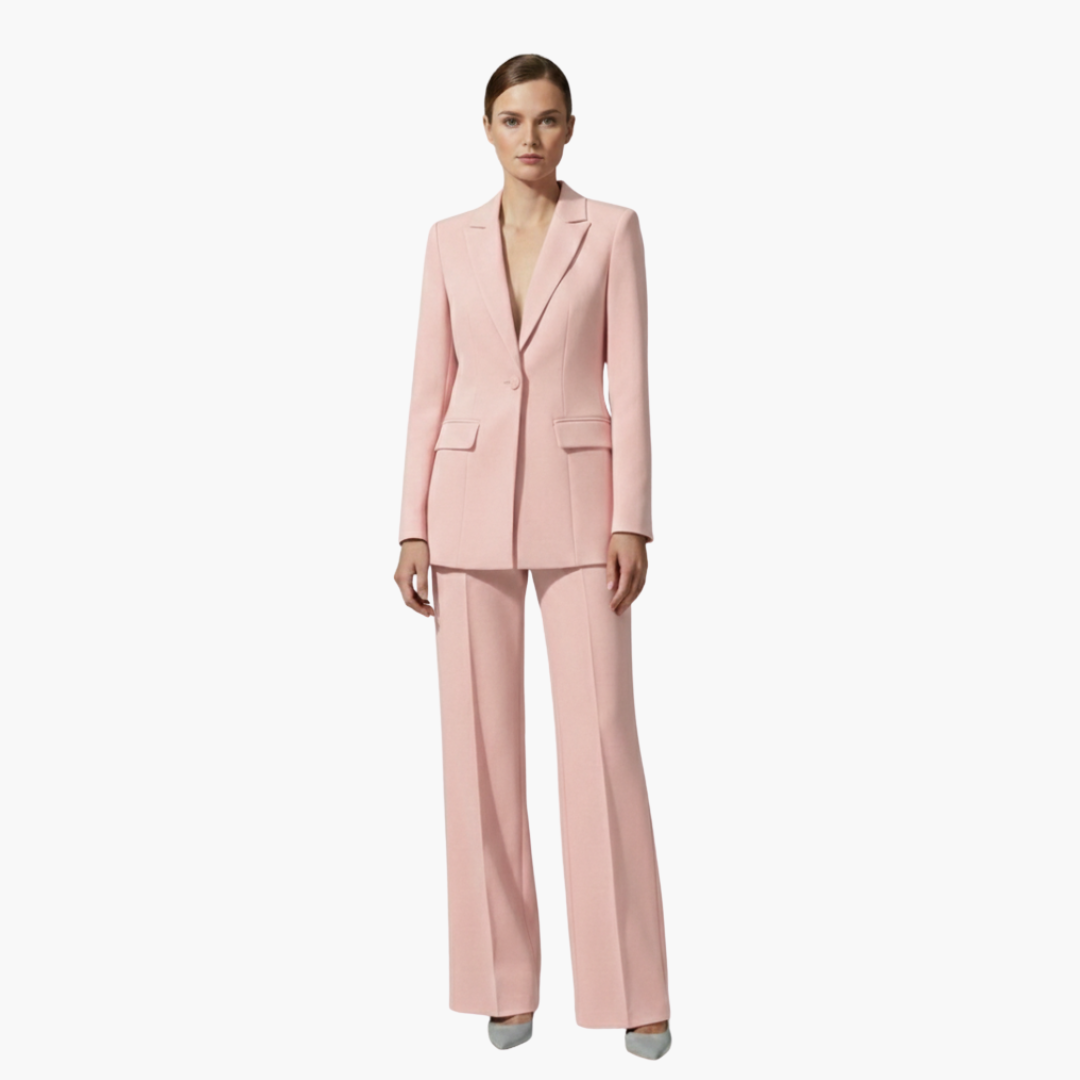 Allegra | Elegantes, Strukturierte Damen Blazer-Anzug-Set in Hellblau 10