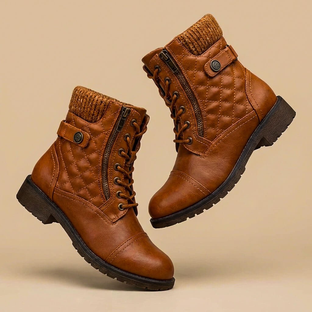 Amara | Elegante und stilvolle gesteppte Lederstiefel 0