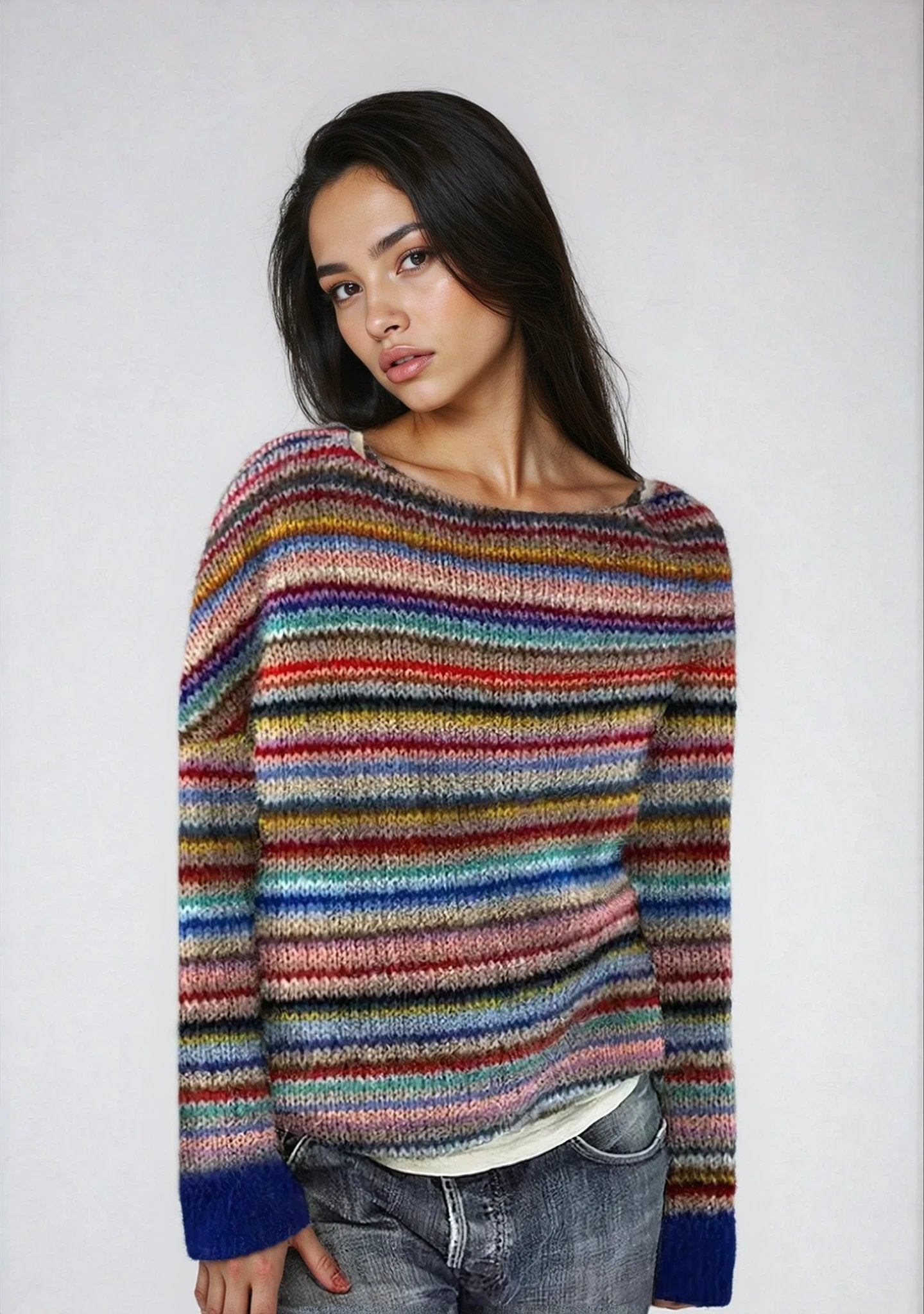 Aria | Damen-Strickpullover im Retro-Streifen-Design mit lockerer Passform 2