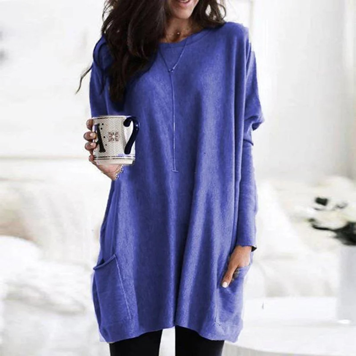 Aria | Oversized Damen-Tunika-Pullover mit langen Ärmeln und Taschen in Übergröße 7