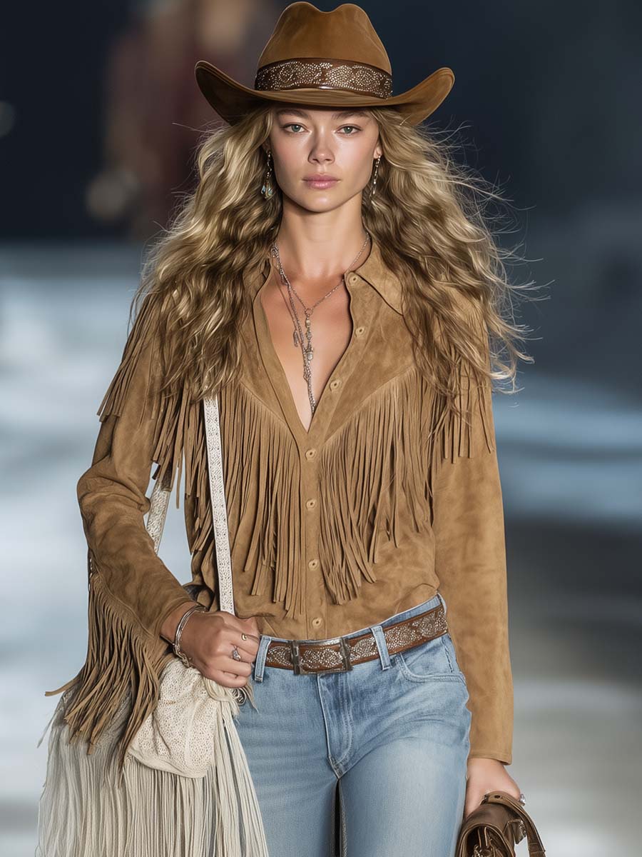 Aspen | Authentisches, Bequemes & Stilvolles Damen-Fransen-Westernhemd 2
