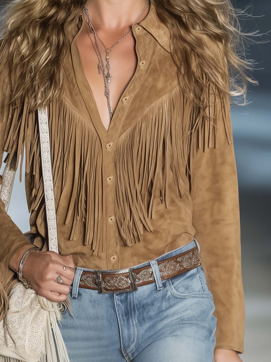 Aspen | Authentisches, Bequemes & Stilvolles Damen-Fransen-Westernhemd 4