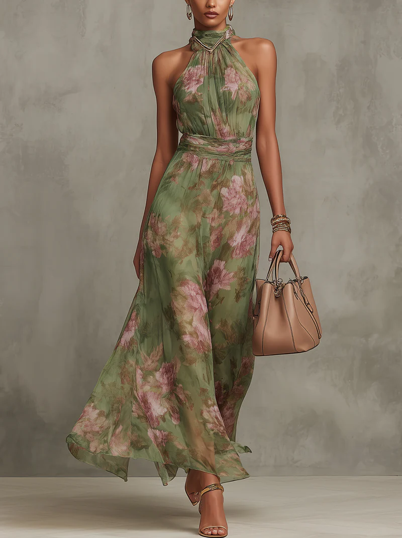 Aurelia | Maxikleid Floral Neckholder Elegant Sommer Stil 0