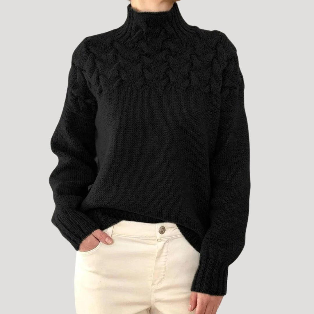 Avery | Eleganter und kuscheliger Zopfstrick-Rollkragenpullover 0