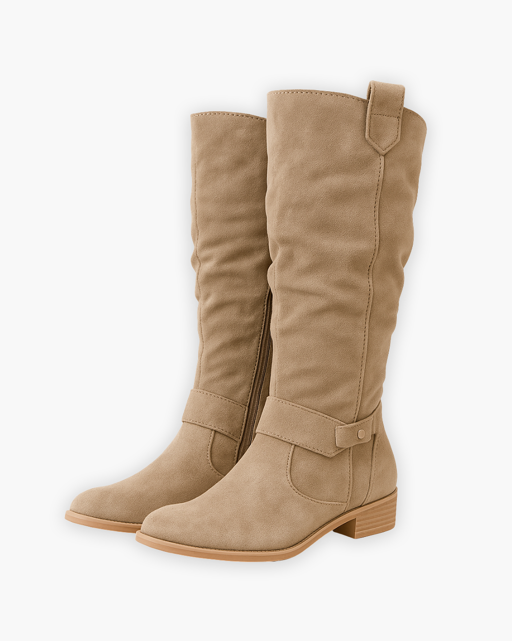 Flache kniehohe Stiefel mit Reißverschluss