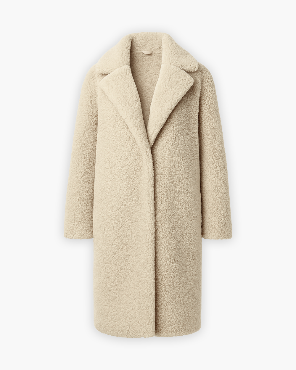 Langer Teddy Mantel mit Reverskragen