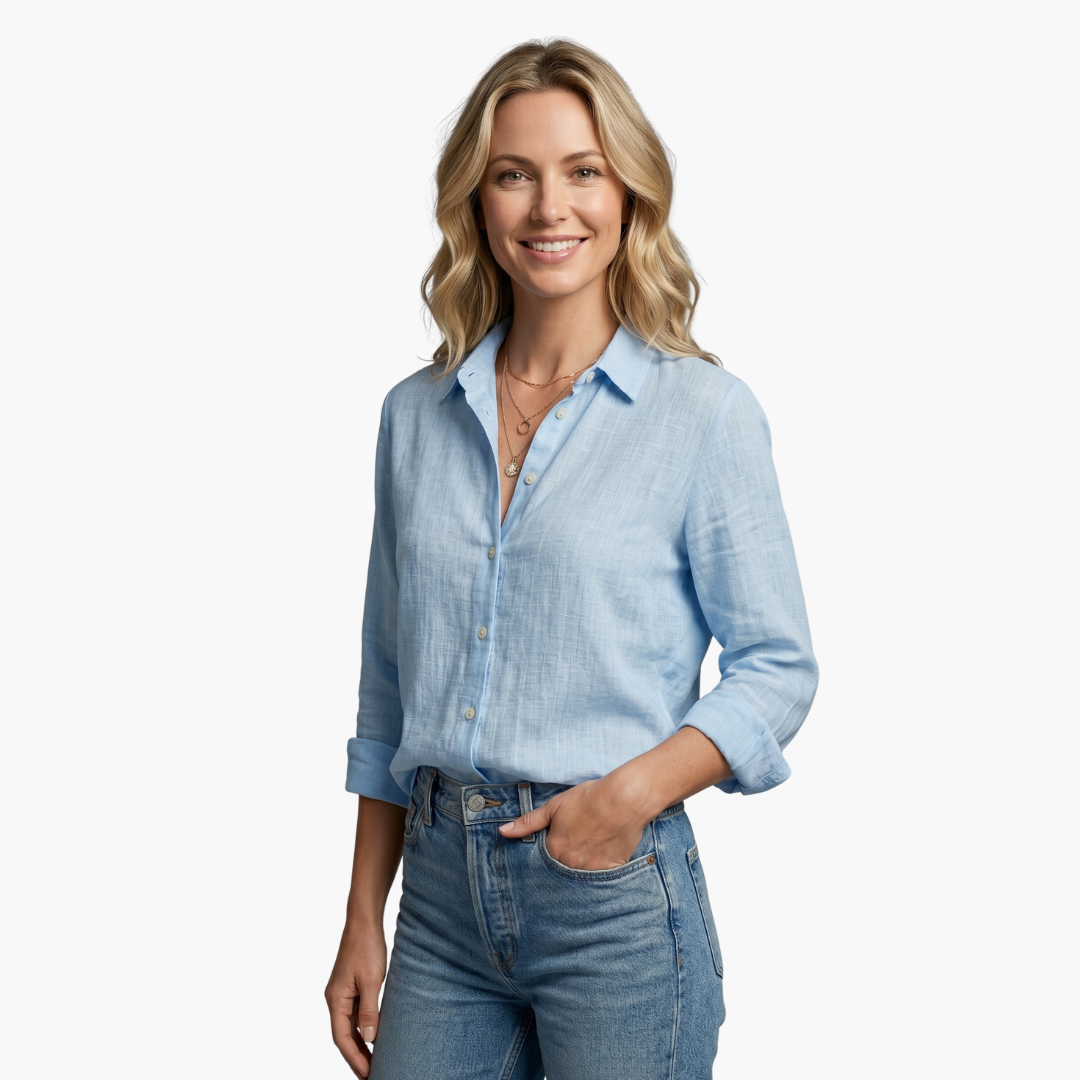 Biana | Elegantes Damen Hemd Langärmlig in Hellblau – Bequem & Vielseitig 2