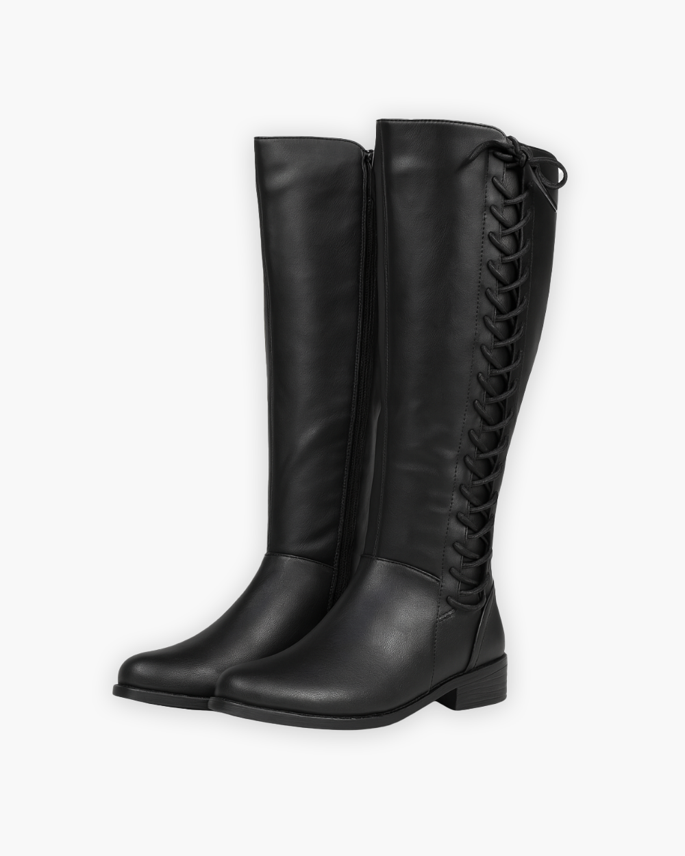 Kniehohe Stiefel mit seitlicher Schnürung