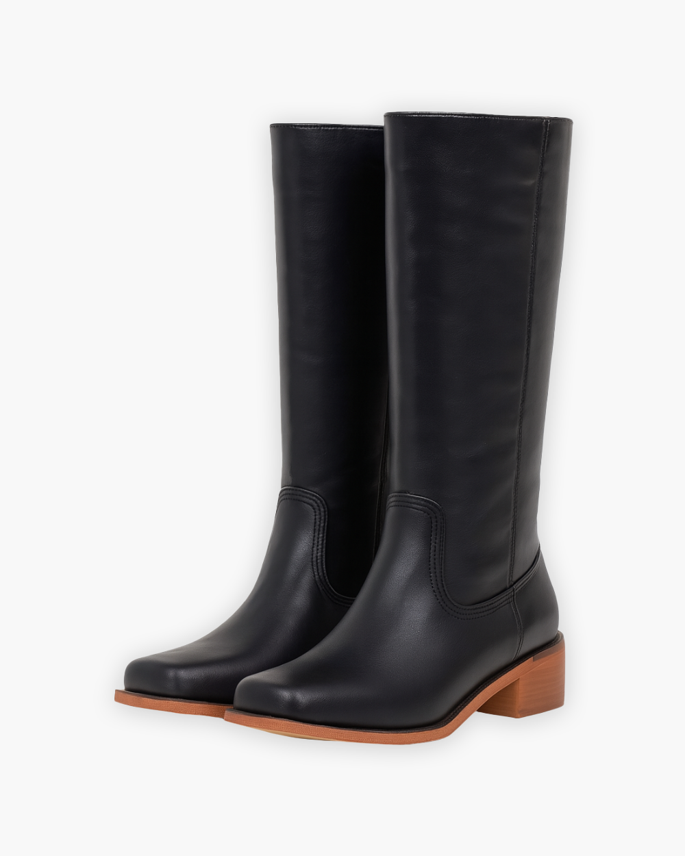 Blockabsatz kniehohe Stiefel mit rundem Zehenbereich