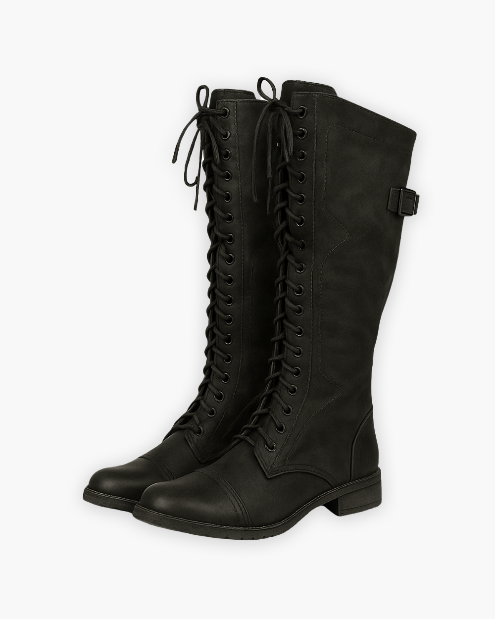 Kniehohe Schnürstiefel mit Blockabsatz