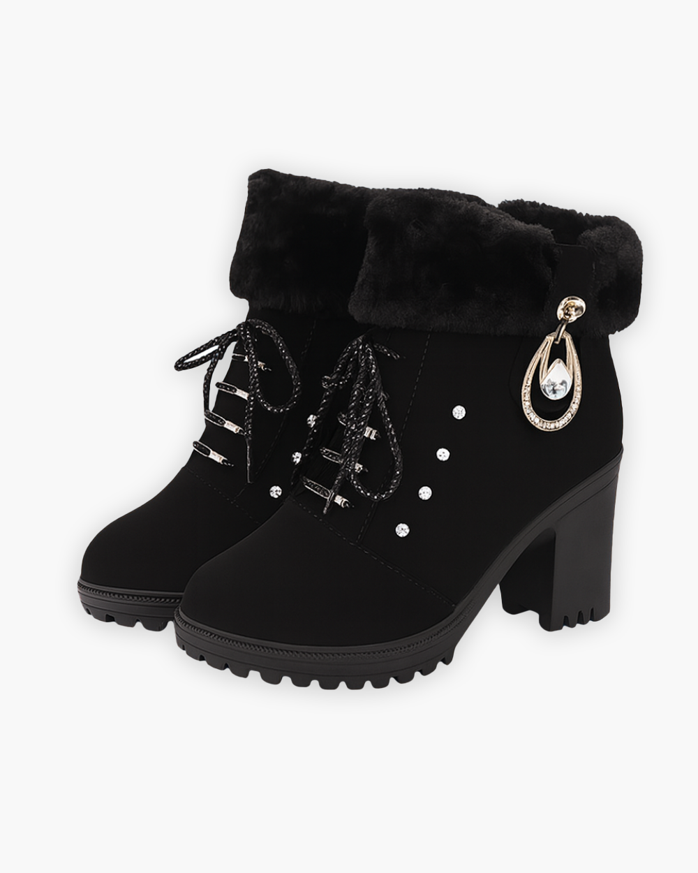 Absatz Stiefeletten mit Zierschnalle und Strassdetails