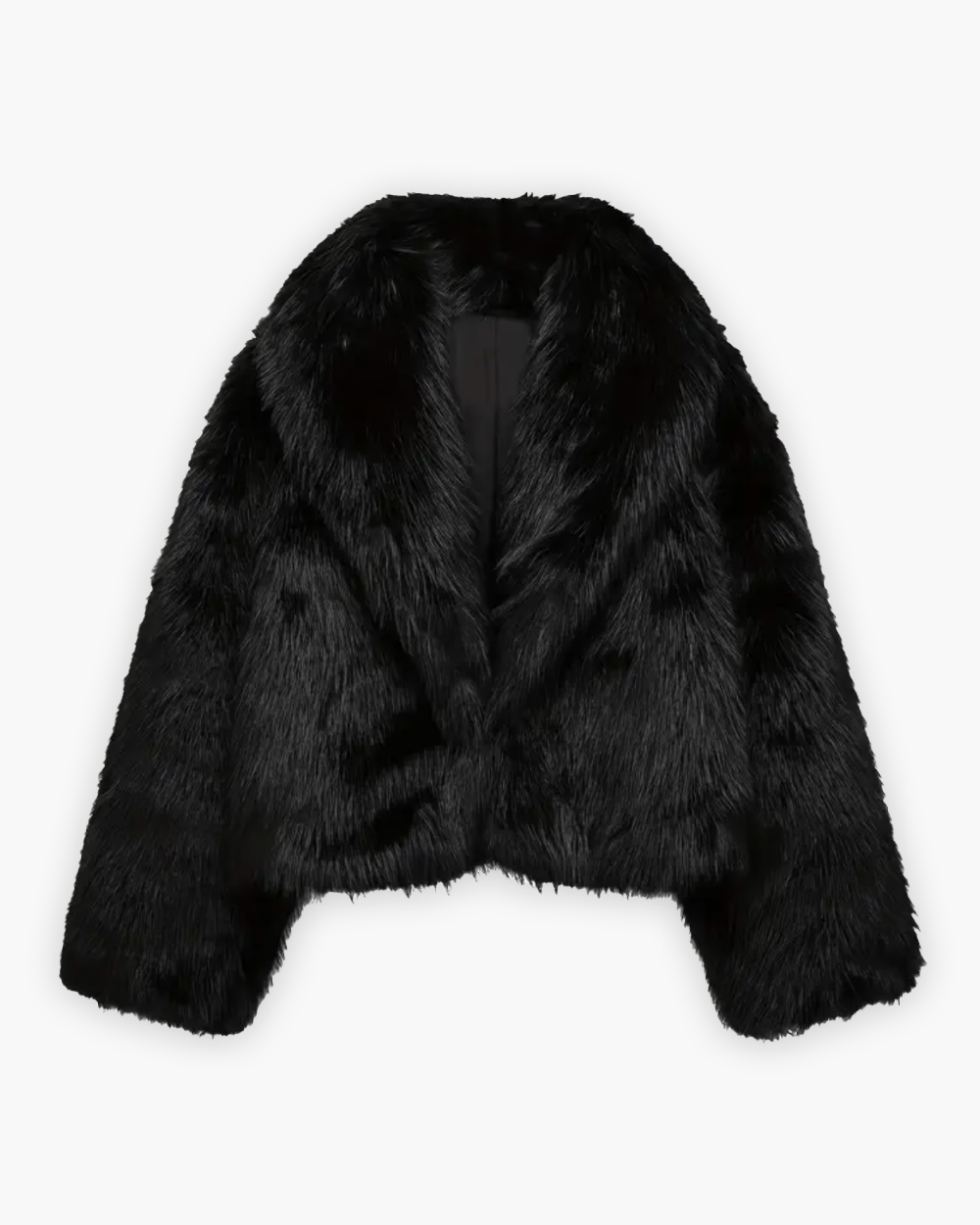Kurz geschnittene Kunstfelljacke mit Schalkragen
