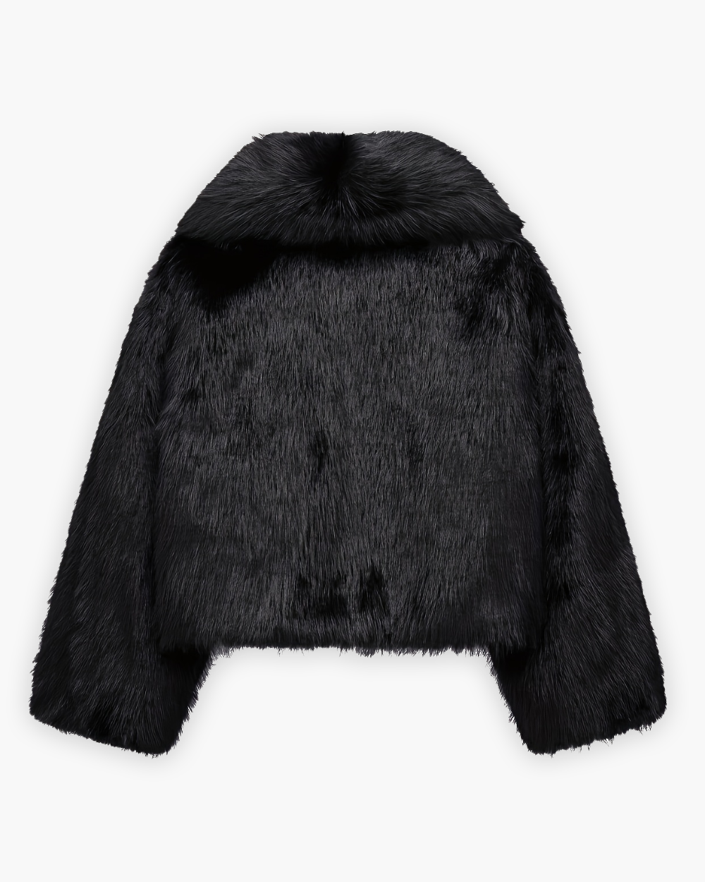 Kurz geschnittene Kunstfelljacke mit Schalkragen