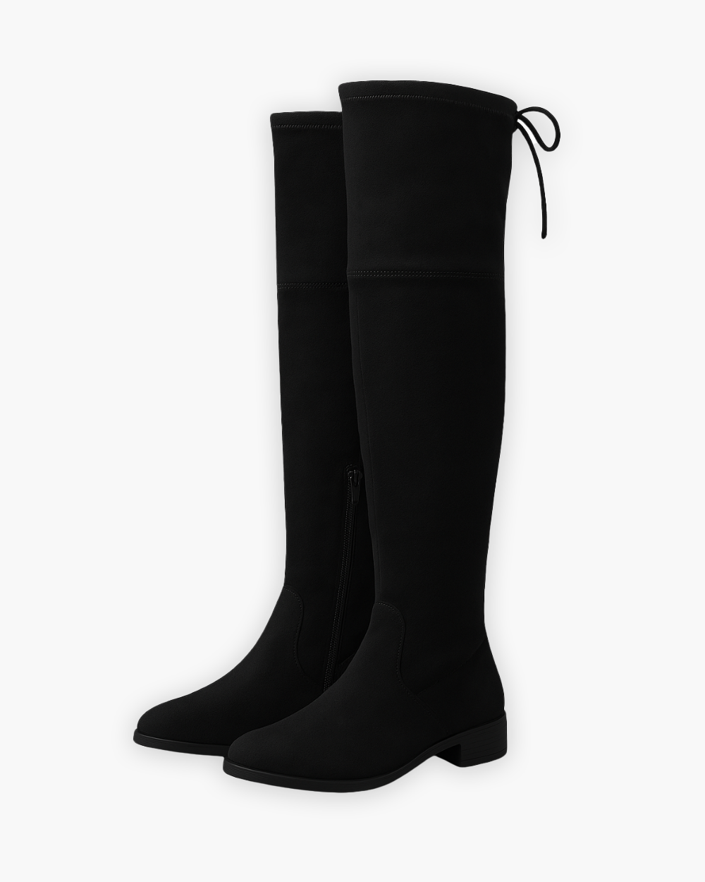 Flache Overknee Stiefel mit seitlichem Reißverschluss