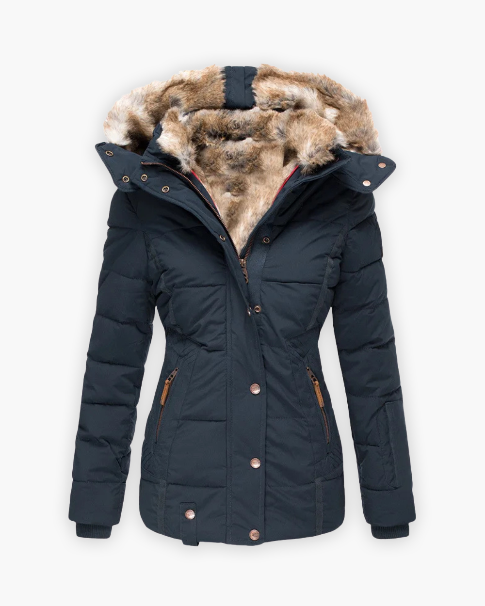 Kapuzen Winterjacke mit Kunstfellfutter